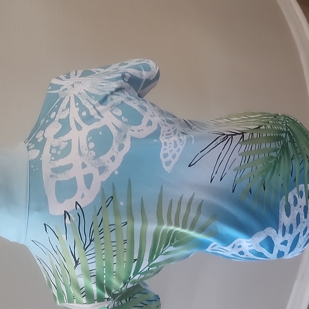 Tropical Print Zip-Up Top - Picture 3 of 4